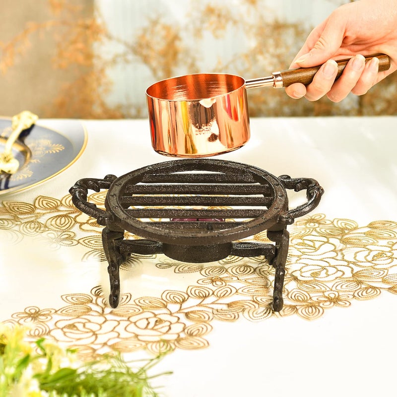 Sungmor Heavy Duty Cast Iron Teapot Dish Warmer Stable Holder for Tealight Stand | Tealight Warmer Decorative Stove for Villa Yard Balcony-Round - Image 2